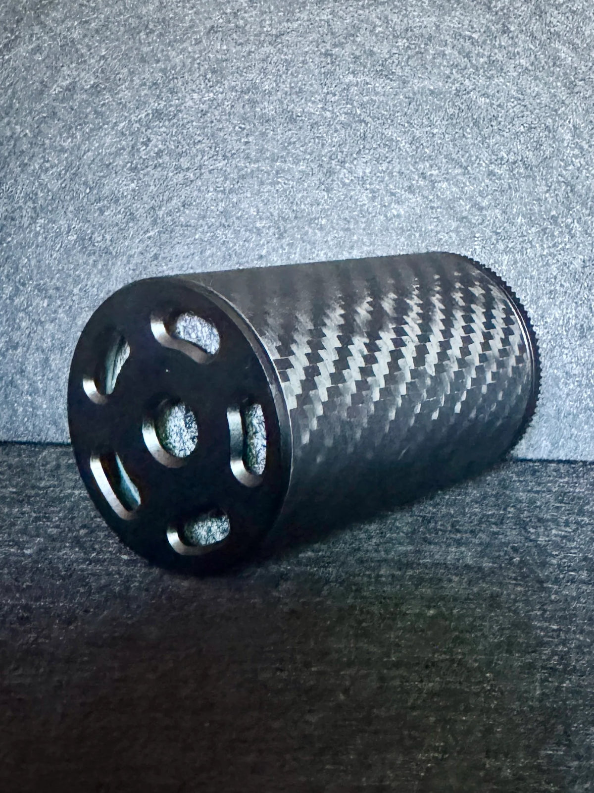 Strike Carbon 50mm 3K woven carbon fibre Fat Can airsoft suppressor