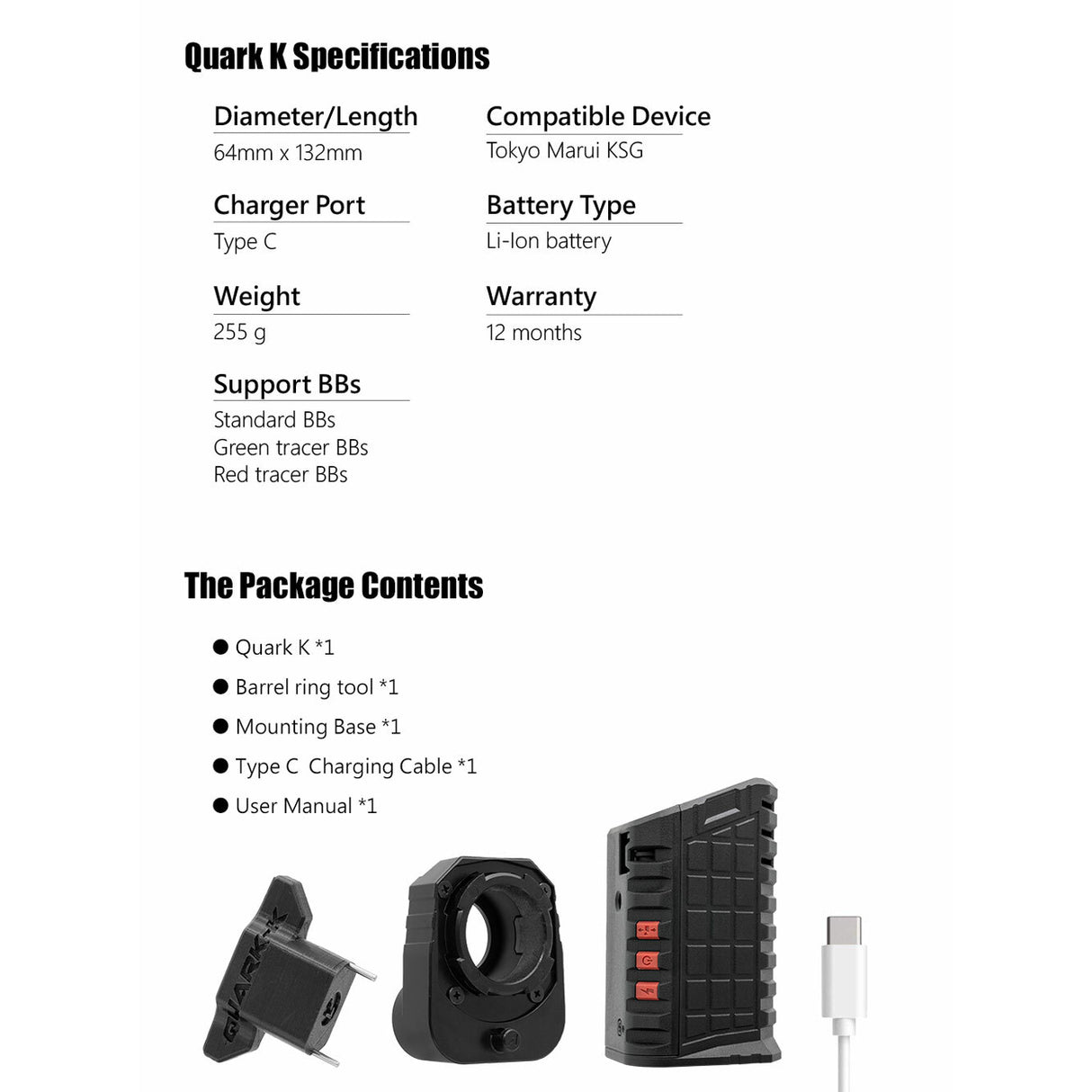 Acetech Quark-K Tracer Unit For KSG Shotgun-Acetech-Socom Tactical Airsoft