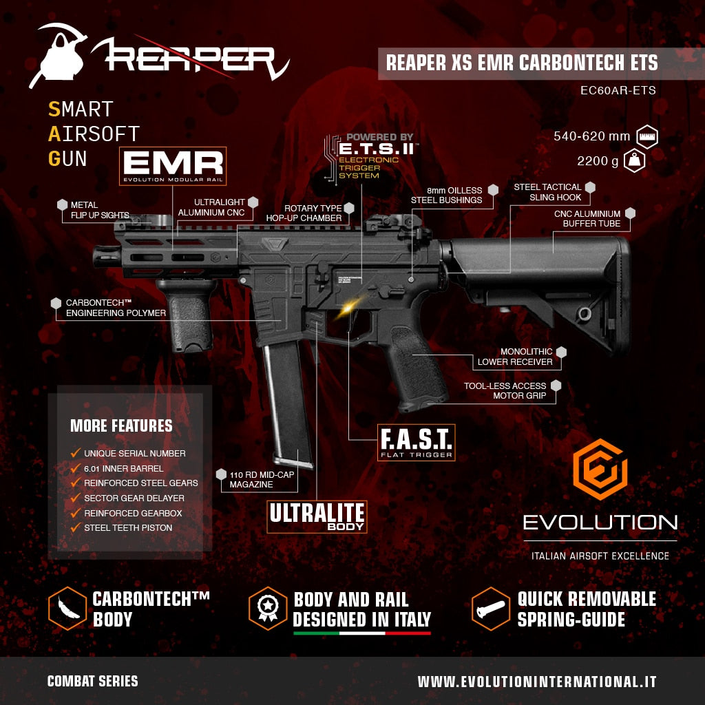 Evolution Reaper XS EMR Carbontech ETS II-Evolution International-Socom Tactical Airsoft