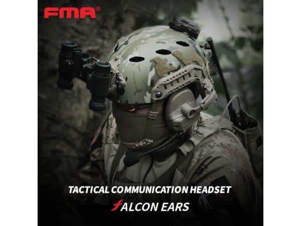 FMA-FCS Falcon Ears Tactical Communication Headset STD (Black / Tan)-FMA Tactical Gear-Socom Tactical Airsoft