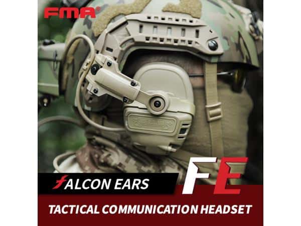 FMA-FCS Falcon Ears Tactical Communication Headset STD (Black / Tan)-FMA Tactical Gear-Socom Tactical Airsoft