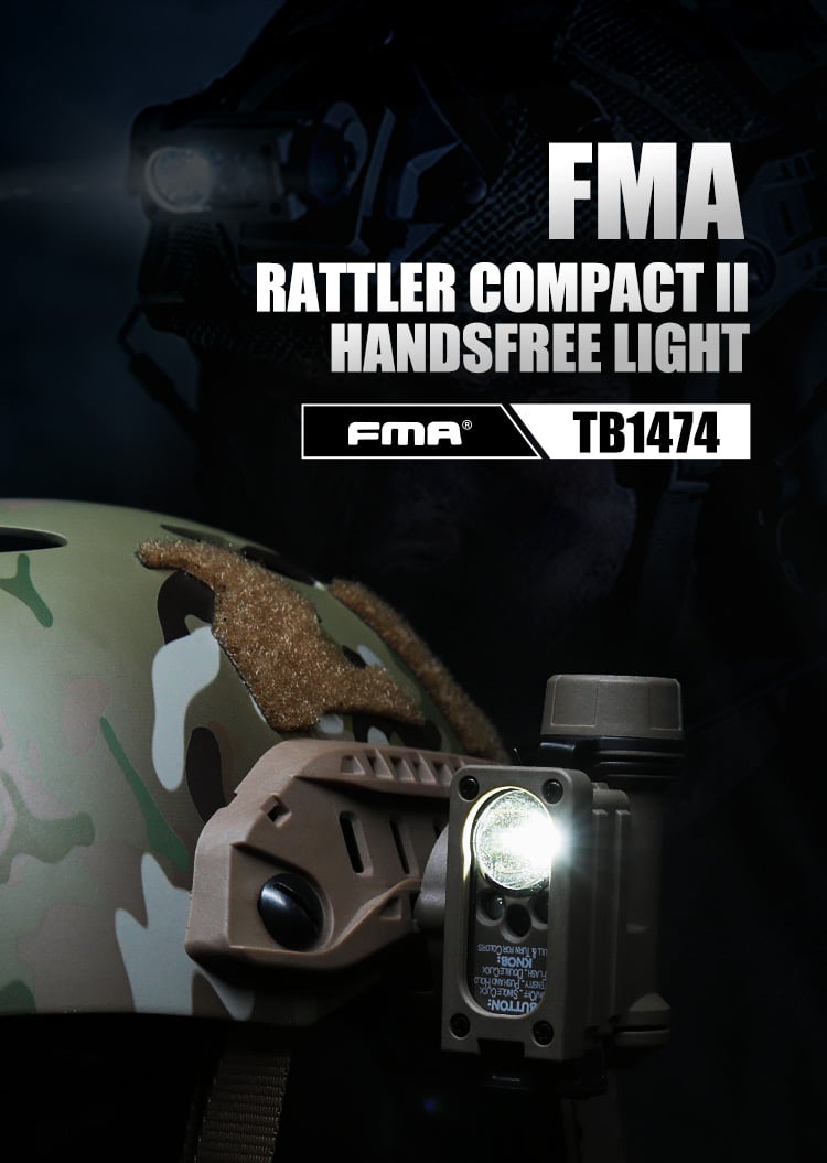 FMA Rattler Compact II Hands Free Light Black / Dark Earth-FMA Tactical Gear-Socom Tactical Airsoft