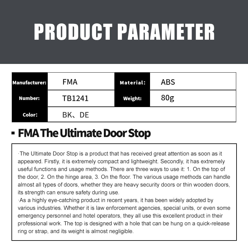 FMA Ultimate 3 Way Door Stop (Black)-FMA Tactical Gear-Socom Tactical Airsoft