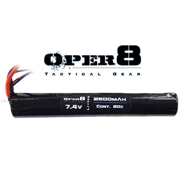 Oper8 7.4V Li-ion 2500MAH Stick Battery-Oper8 Power-Socom Tactical Airsoft
