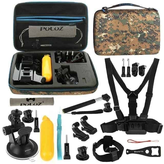 PULUZ 20 in 1 Accessories Combo Kit with Camouflage Case for Go-puluz-Socom Tactical Airsoft