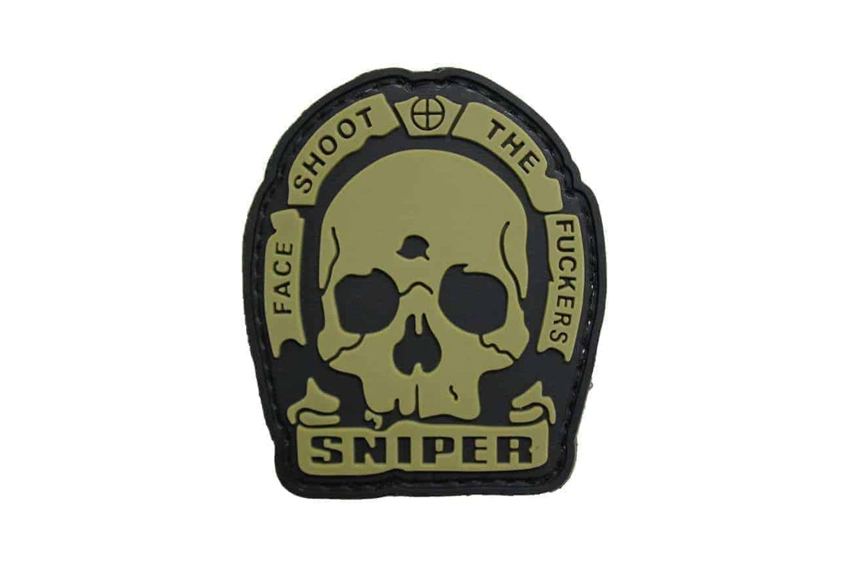 Sniper Face Shoot The F**kers (TAN) Morale Patch-Socom Tactical Airsoft-Socom Tactical Airsoft