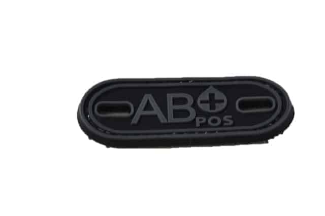 AB Positive blood type patch (Black) (Fits boot lace)