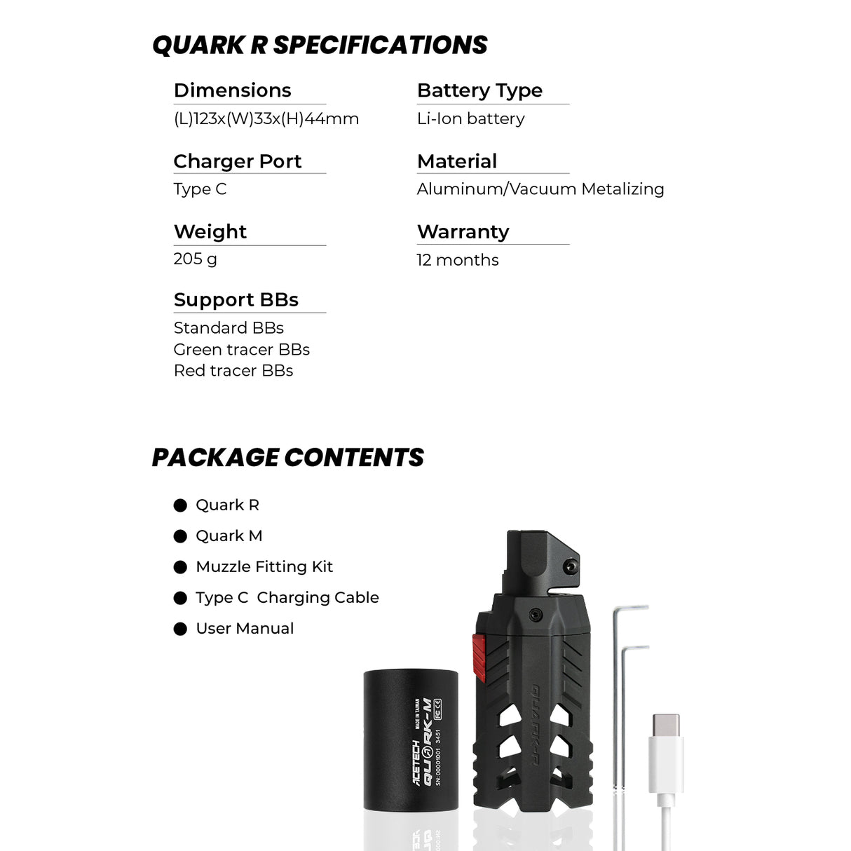 Acetech Quark-R Tracer Unit For M870 Shotgun