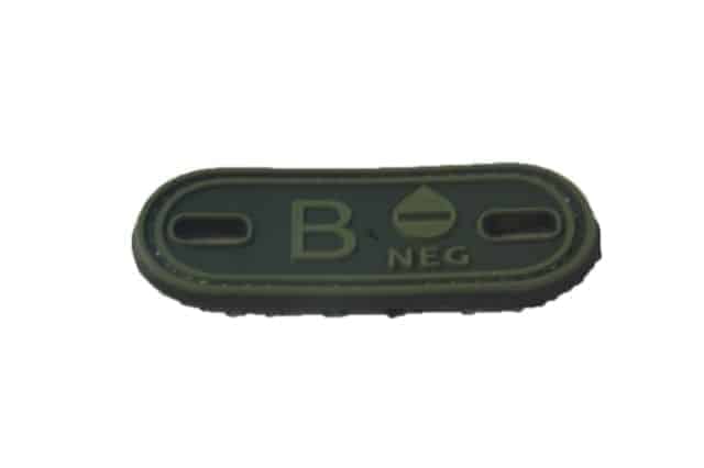 B Negative blood type patch (Green) (Fits boot lace)