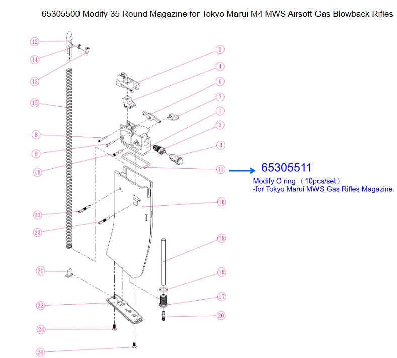 Modify MWS Magazine main O-ring (10 pack)
