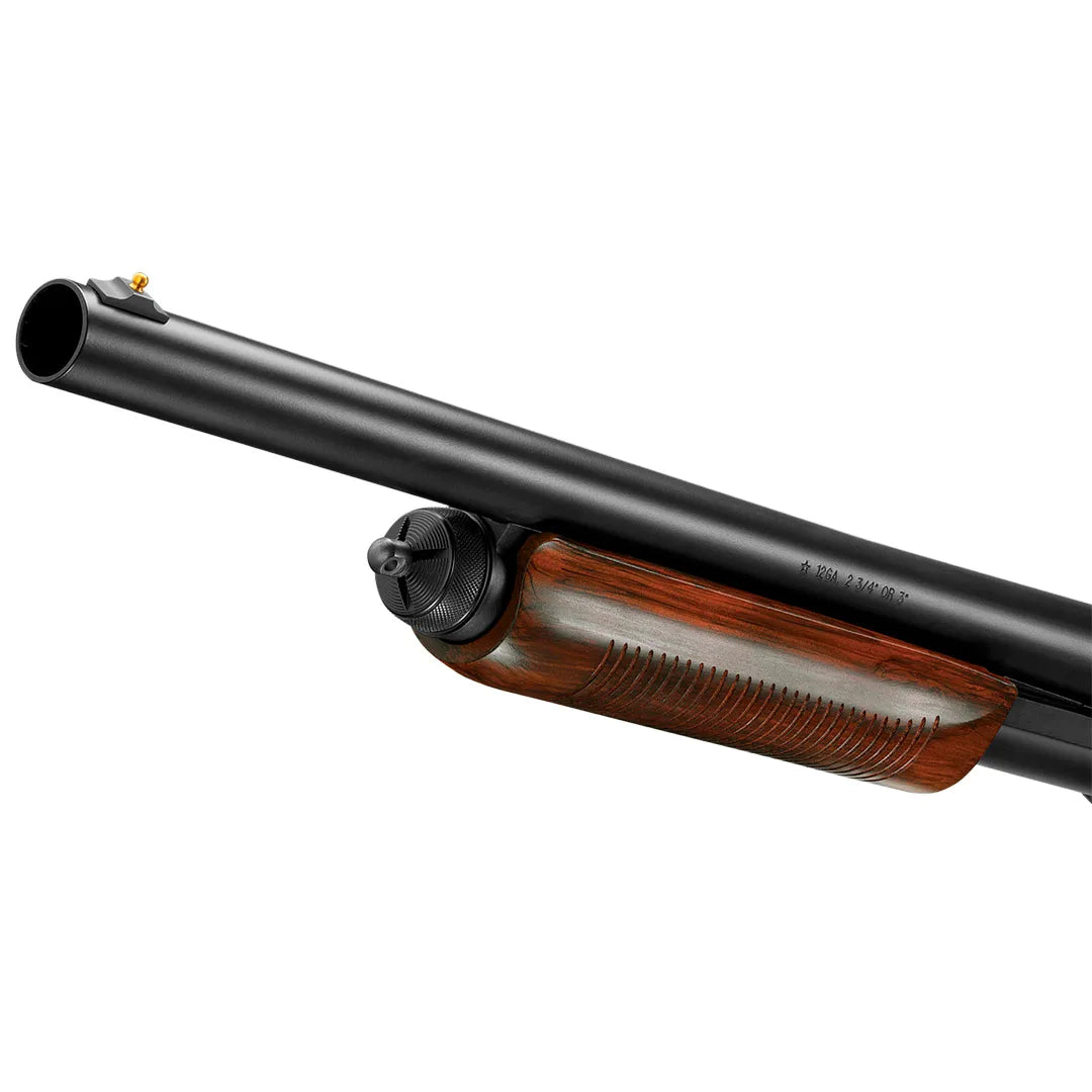 Tokyo Marui M870 metal barrel, bead front sight and wood-effect fore-end