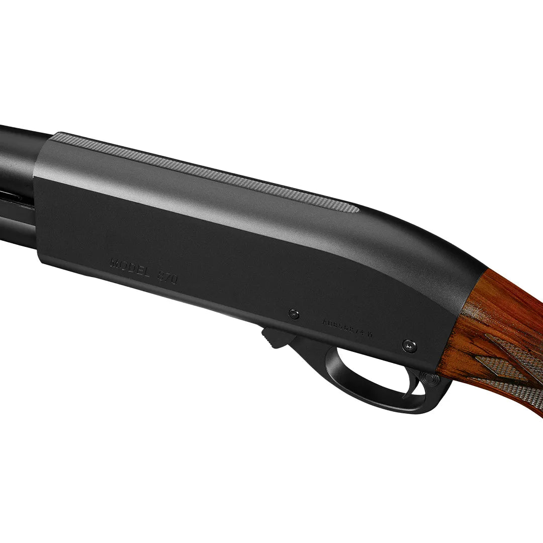 Tokyo Marui M870 metal receiver with anti-glare grooves and trigger guard