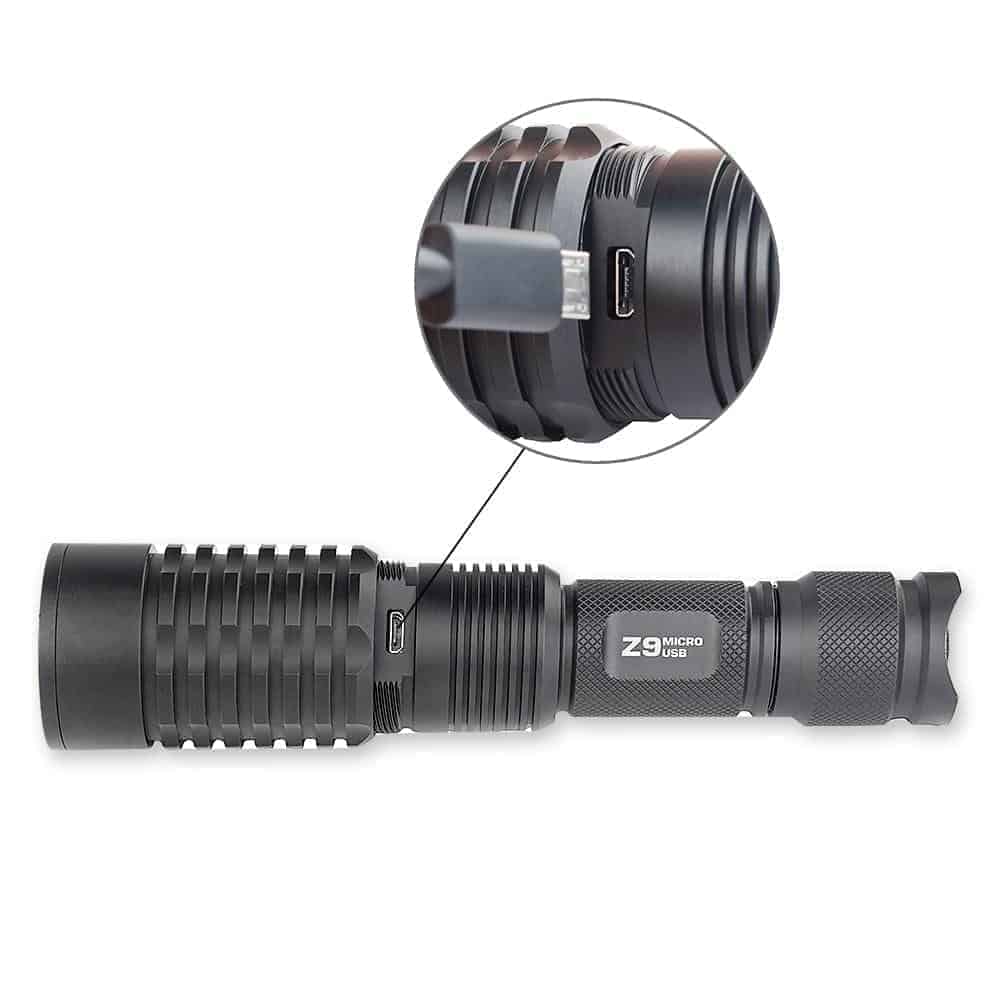 TrustFire Z9 Zoomable 3 mode Flashlight USB Rechargeable