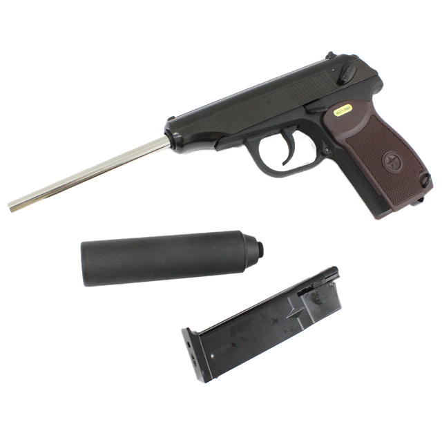 WE Makarov w/ Silencer & Extended Barrel - Brown grip