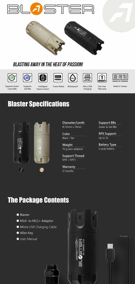 Acetech Blaster Tracer Unit (Tan)-Airsoft Tracer-Socom Tactical Airsoft