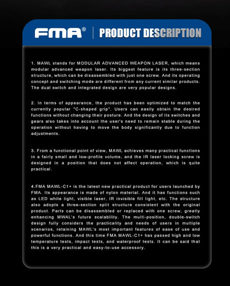 FMA MAWL-C+ Weapon Light (Nylon Version) Black / Dark Earth-FMA Tactical Gear-Socom Tactical Airsoft
