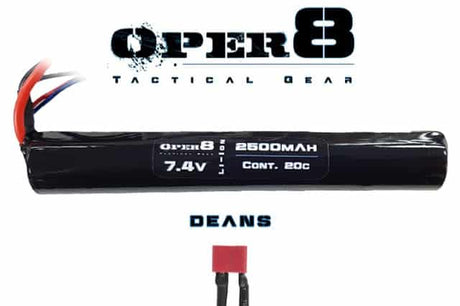 Oper8 7.4V Li-ion 2500MAH Stick Battery-Oper8 Power-Socom Tactical Airsoft