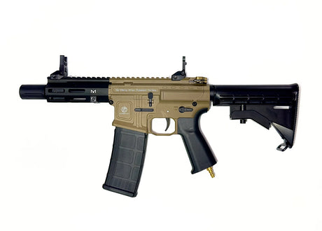 Poseidon Punisher+ QRF HPA rifle with Polarstar Jack in black and tan
