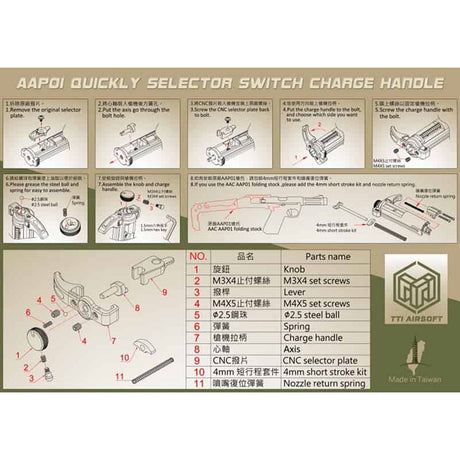 TTI AAP-01 Quick Selector Switch Charging Handle-TTI-Socom Tactical Airsoft
